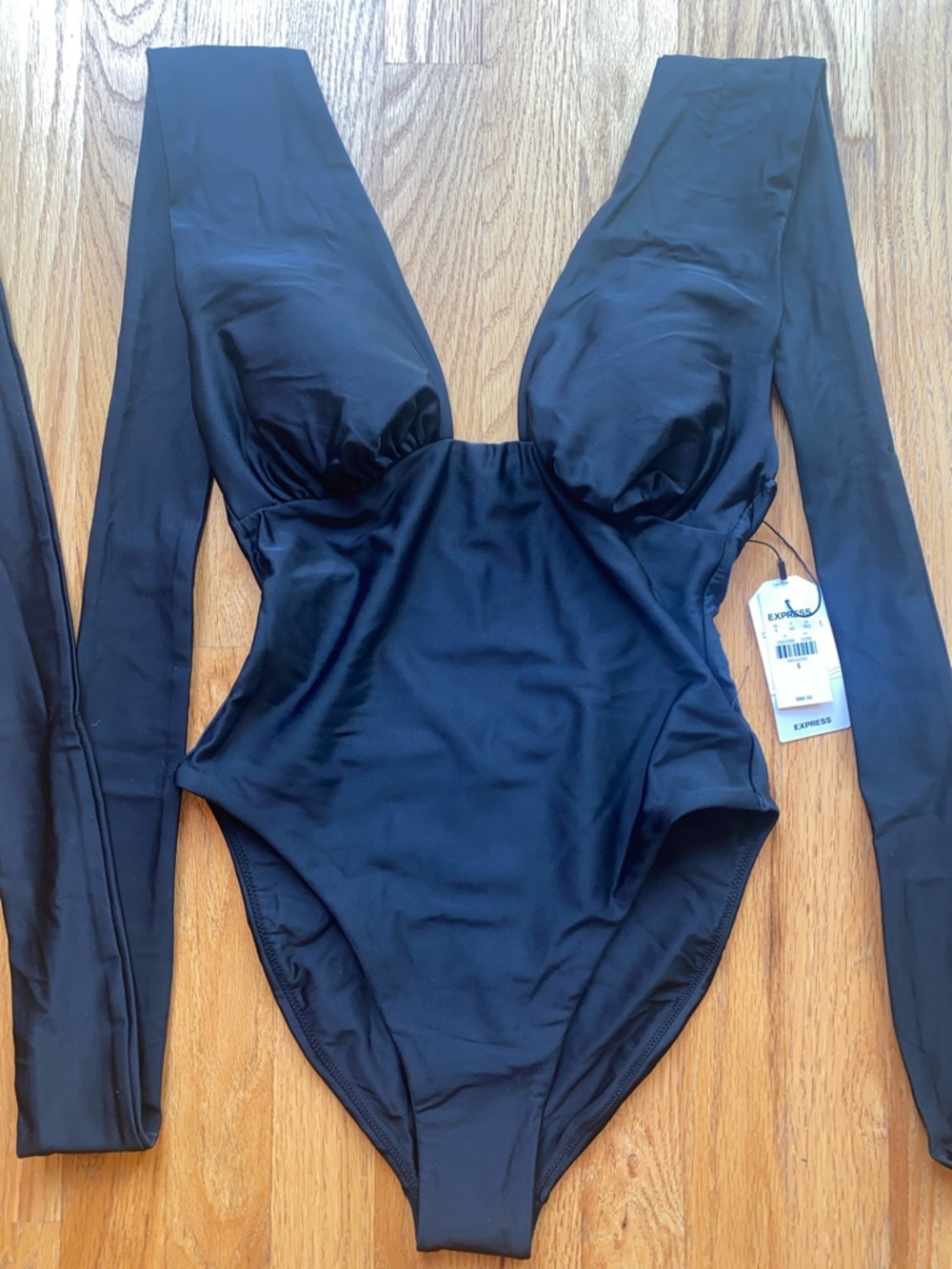 Express Black Convertible V-Neck One-Piece Swimsuit